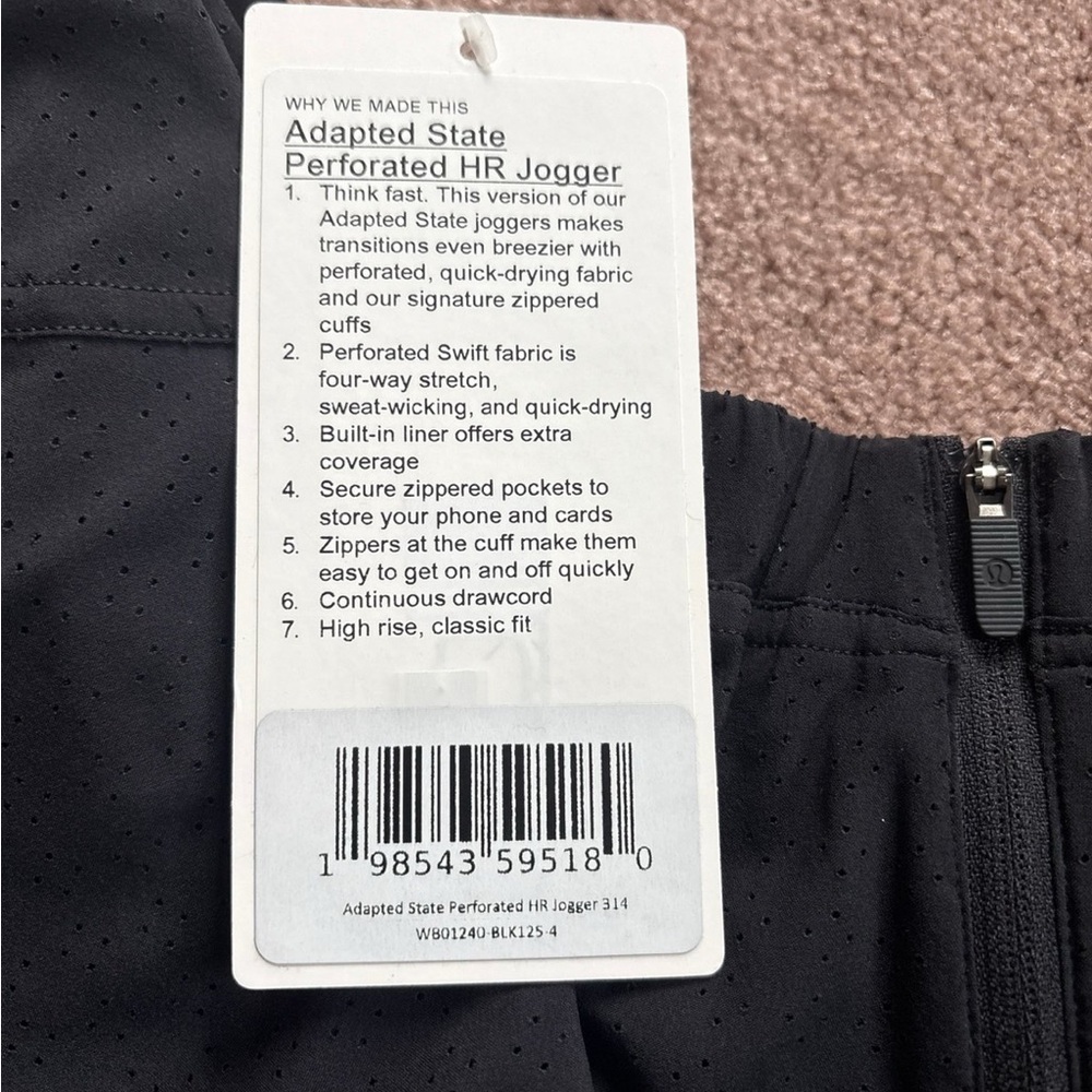 Peloton Lululemon Perforated joggers pants size 4 new - Picture 4 of 5